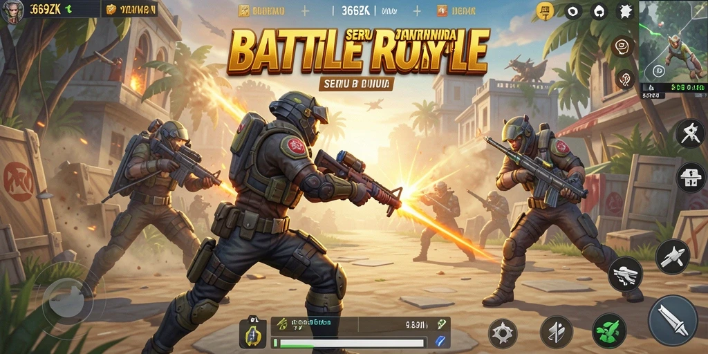 Tangkapan layar menampilkan aksi intens dalam permainan Battle Royale.
