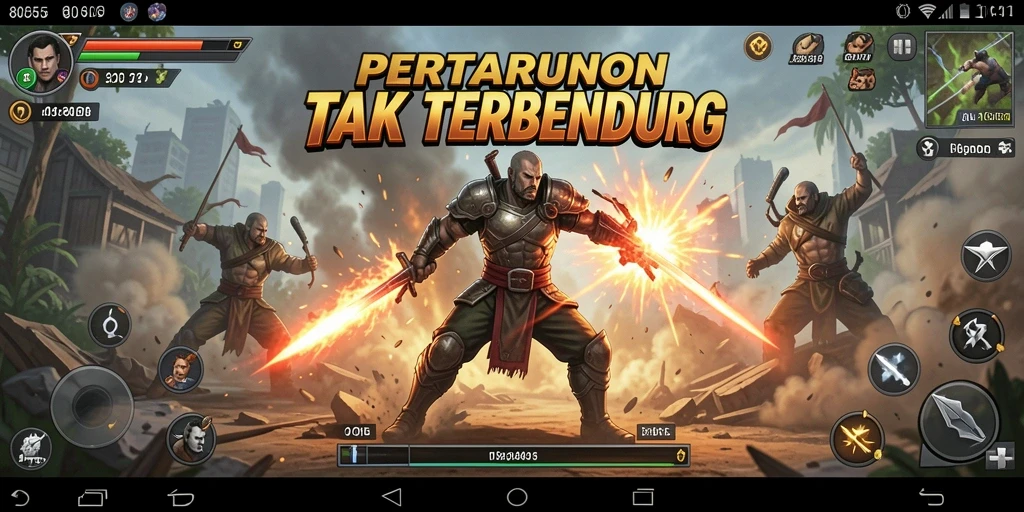 Penggambaran aksi intens dalam gameplay Fighting 8055.