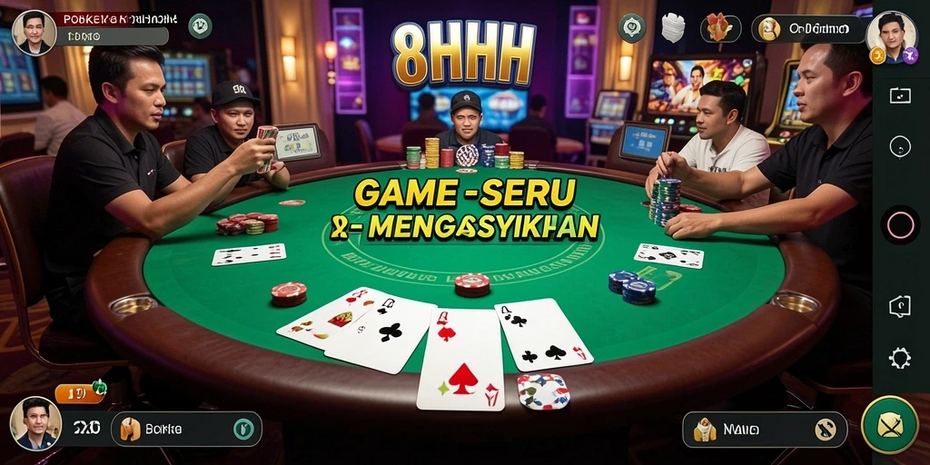 Tampilan seru dari permainan Poker di 8HHH.