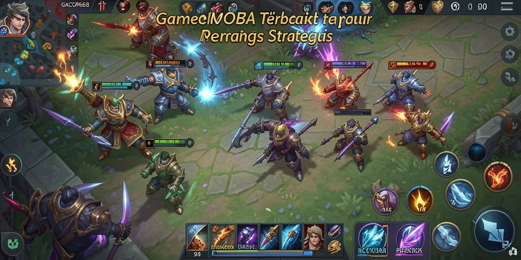 Screenshot GACOR668 menampilkan aksi seru dalam arena MOBA.