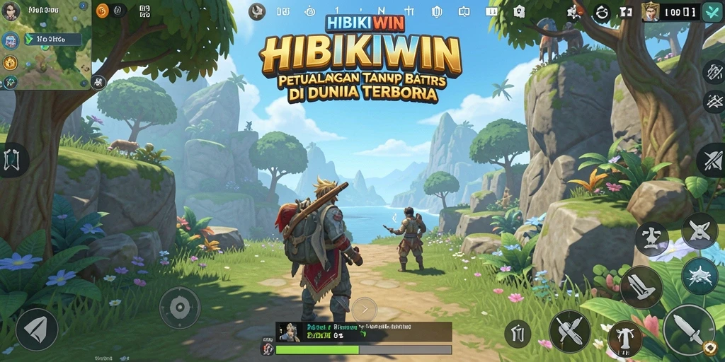 Screenshot HIBIKIWIN menampilkan pemain menjelajahi dunia terbuka yang luas.