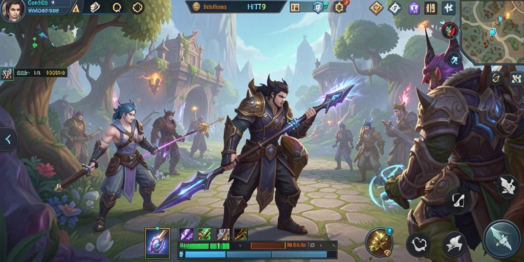 Screenshot utama HIT9 menampilkan gameplay MMORPG yang memukau.