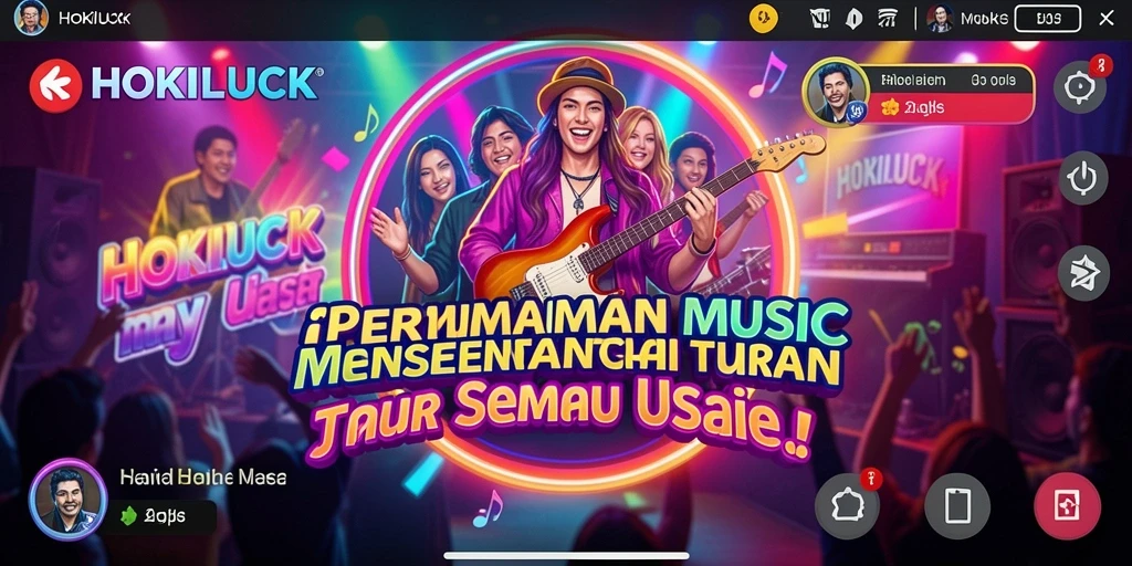 Tampilan gameplay HOKILUCK menampilkan tantangan musik yang seru dan interaktif.