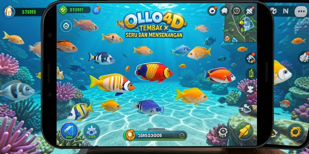 Screenshot gameplay OLLO4D menampilkan aksi tembak ikan yang mengasyikkan.