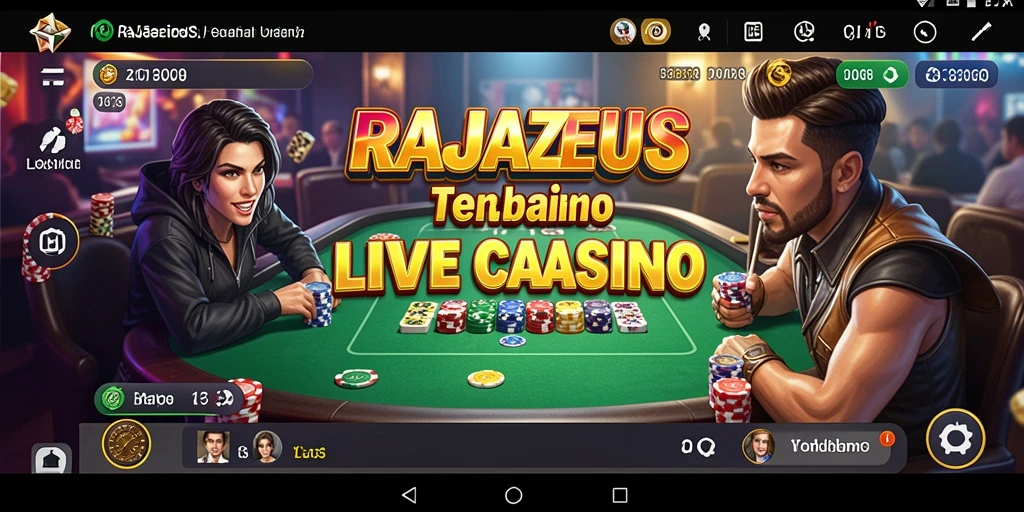 Tampilan gameplay Live Casino RAJAZEUS dengan dealer langsung dan permainan yang seru.