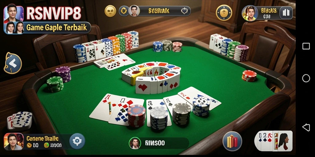 Tampilan gameplay RSNVIP8 dengan kartu Gaple yang menarik.