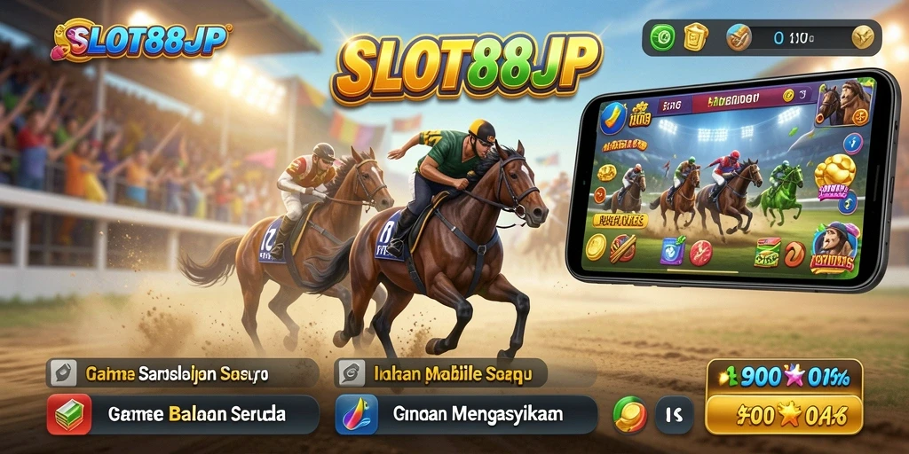 Screenshot utama menunjukkan aksi balapan yang mendebarkan dari SLOT88JP.
